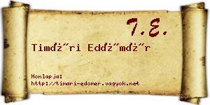 Timári Edömér névjegykártya